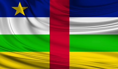 National waving flag of Central Africa Republic on a silk drape