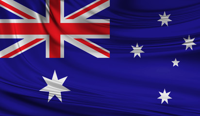 National waving flag of Australia on a silk drape