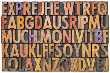 alphabet abstract in letterpress wood type