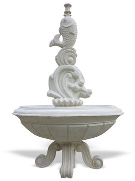 Classic stone fountain basin isolated over white