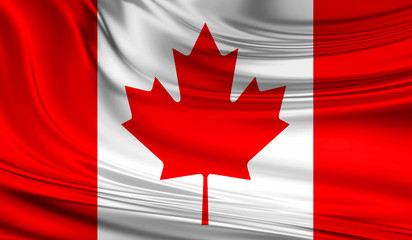 National waving flag of Canada on a silk drape