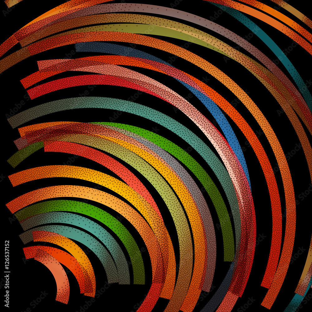 Poster abstract background with retro colorful lines and vintage dotwork shades