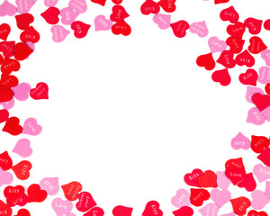 border of colorful Valentines Day paper hearts