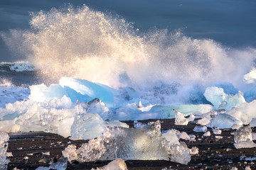 Ices On the beach at Jokulsarlon - southeast Iceland