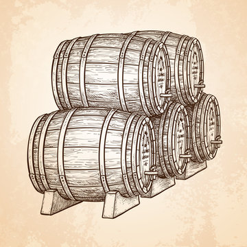 Wine or beer barrels.