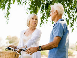 Senior couple relaxing in park