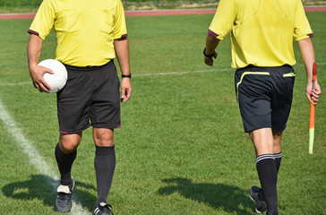 Fototapeta premium Soccer referees before match
