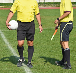 Two soccer referee before match