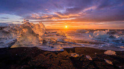 Ices on the beach at jokulsarlon - southeast Iceland © Puripat