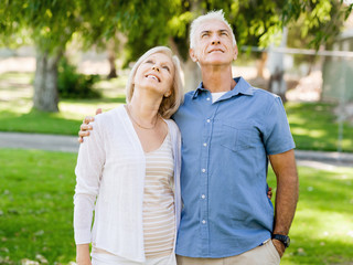 Senior couple relaxing in park