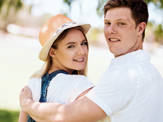 Young couple relaxing in park