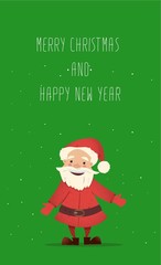 Cute and funny Santa Claus. Vector Christmas illustration. Bright New Year character. New Year banner
