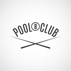 Emblem billiard club, vector illustration.