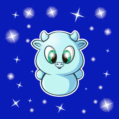   snow elephant. christmas, new year. stars on a blue background. EPC 10. vector