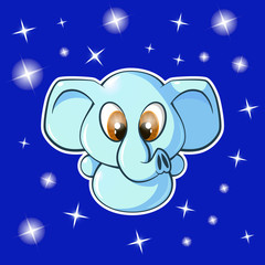 Fototapeta premium snow elephant. christmas, new year. stars on a blue background. EPC 10. vector
