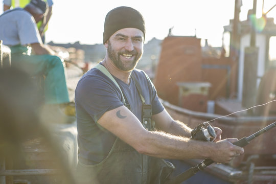 Fishermen working on trawler