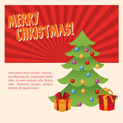 Fototapeta na wymiar Pine tree and gifts icon. Christmas season card decoration and celebration theme. Colorful design. Vector illustration