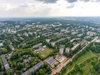 Fototapeta na wymiar top view on the panorama of city - Kirovo-Chepetsk Russia