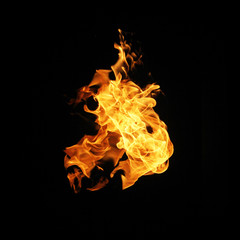 Fire flames collection isolated on black background