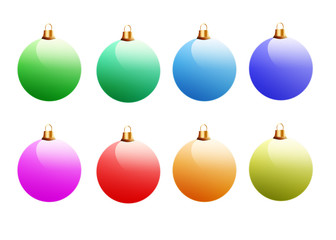 Set of colorful Christmas balls isolated on white background.