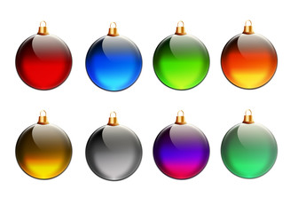 Set of colorful Christmas balls isolated on white background.