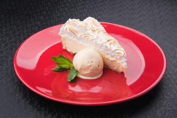 cake with vanilla ice
