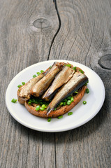 Fish sandwich with sprats