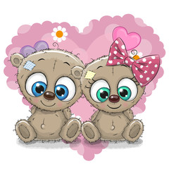 Two Cute Cartoon Bears