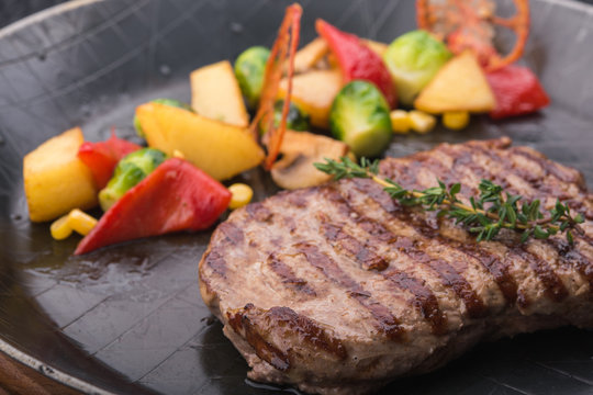 steak on pan