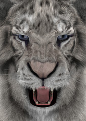 3D Rendering White Tiger