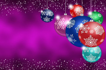 Obraz na płótnie Canvas Christmas toys with snowflakes on abstract purple background