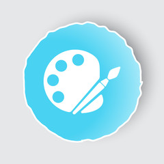 Blue app button with Palette icon on white.