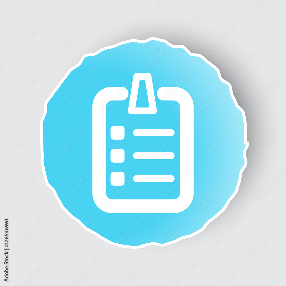 Wall mural blue app button with checklist icon on white.