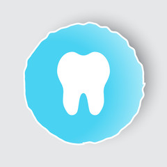 Blue app button with Tooth icon on white.