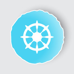 Blue app button with Boat Wheel icon on white.