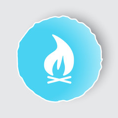 Obraz premium Blue app button with Bonfire icon on white.