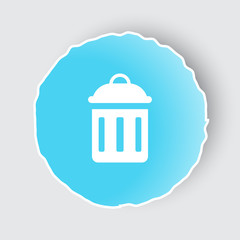 Blue app button with Delete icon on white.