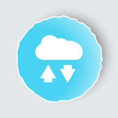 Blue app button with Cloud Computing icon on white.
