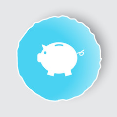 Blue app button with Piggy Bank icon on white.