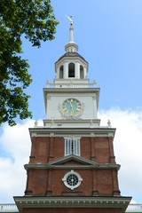 Independence Hall front facade in old town Philadelphia, Pennsylvania, USA.