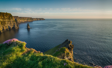 Irish world famous tourist attraction in County Clare. The Cliffs of Moher West coast of Ireland. Epic Irish Landscape and Seascape along the wild atlantic way. Beautiful scenic nature from Ireland. - 126547708