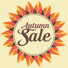 Fototapeta na wymiar Autumn Sale graphic with colorful leaves. Can be used for prints, posters, emails, price tags and others