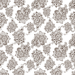 Seamless pattern with  floral doodle elements. Hand Drawn decorative illustration.
