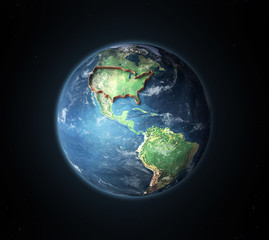 Mur de Protection entourant les Etats-Unis d'Amérique vue de la planète Terre