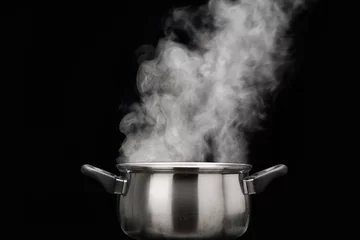 Schilderijen op glas steam over cooking pot © toa555