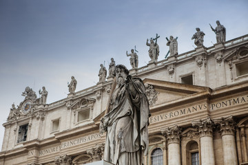 Fototapeta na wymiar exterior of St Peter Basilica rome italy important traveling lan