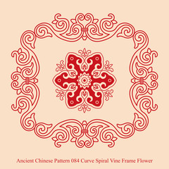 Ancient Chinese Pattern_084 Curve Spiral Vine Frame Flower