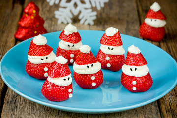 Strawberry Santa Claus, healthy and delicious treat for kids