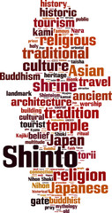 Obraz premium Shinto word cloud concept. Vector illustration