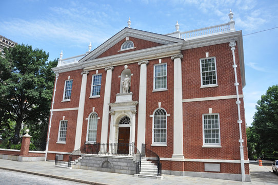 Library Hall - historical building near Independence Hall in Old City Philadelphia, Pennsylvania, USA.